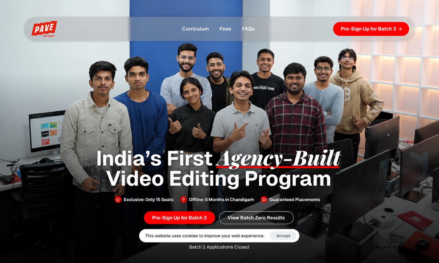 PAVE Academy video editing program website
